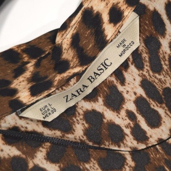 ZARA Flowy V-neck Leopard Oversized Top Shirt Mini‎ Dress LARGE 8355/237 BLOGGER - Picture 5 of 12